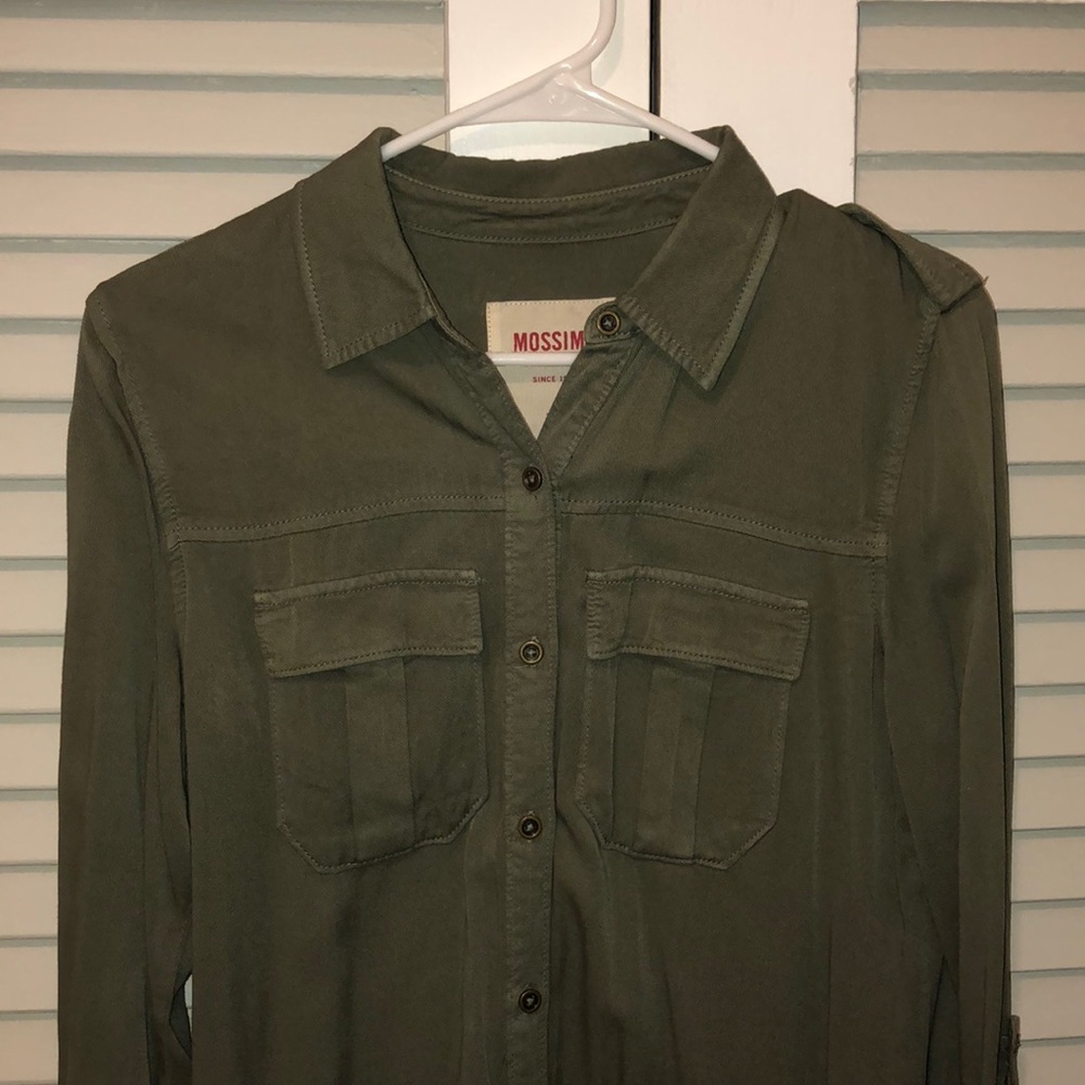 army green soft button-down